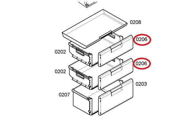 Fiók előlap (Felső-középső) Bosch KGV36V0012 Hűtőgép alkatrész-2