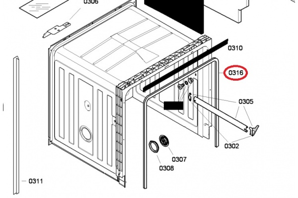 Ajtó tömítés (eredeti) Bosch SGS30A39 mosogatógép alkatrész-2