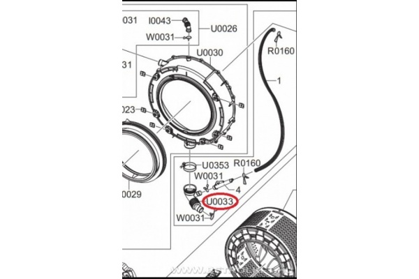 Belső cső (üst-szivattyú között) (utángyártott) SAMSUNG WF8508, WF0702NCEXEH Mosógép alkatrész-2
